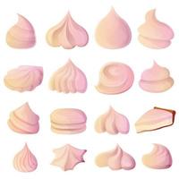 Meringue icons set, cartoon style vector