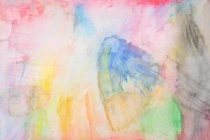 Abstract watercolour and colour pencil are paint on white drawing paper. photo