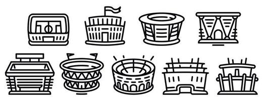 Arena icons set, outline style vector