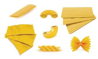 Macaroni pasta icon set, realistic style vector