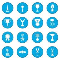 icono de trofeo y premios azul vector