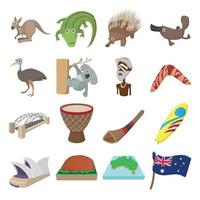 dibujos animados de iconos de australia vector