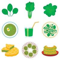 Spinach icons set, flat style vector