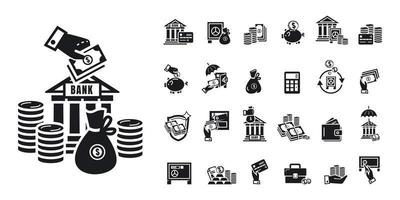 Deposit icons set, simple style vector