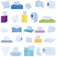 Tissue icons set, cartoon style vector