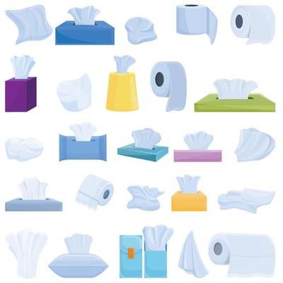 Tissue icons set, cartoon style