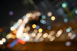 gold, red, white, gray etc., blurry bokeh light in the expressway view Bangkok cityscape for background. photo