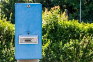 a blue ticket validator photo