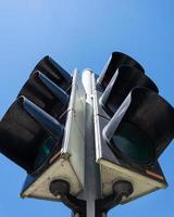 Traffic light with view from below photo