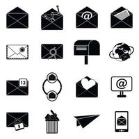 Mail icons set, simple style vector