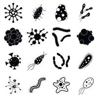 Virus simple icons set vector