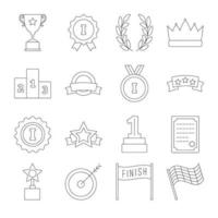 Line victory icon set vector