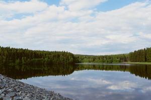 Forest lake with blue sky II photo