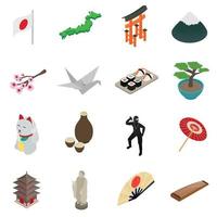 Japan isometric 3d icons vector