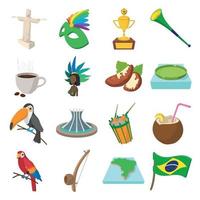 Brazil icons cartoon vector