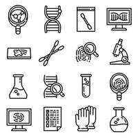 Forensic laboratory icons set, outline style vector