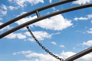 climbing frame with a view from below into the blue sky photo