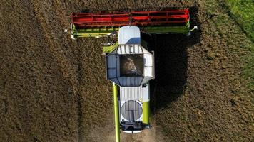 Combine harvester viewed from above photo