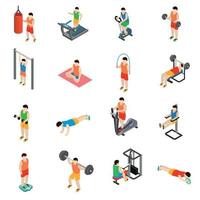 Gym icons set vector