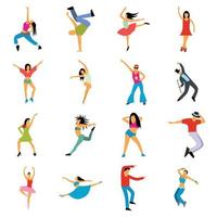 Dances flat icons set vector