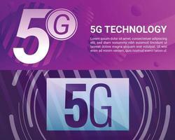 5G technology banner set, cartoon style vector