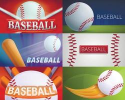 Baseball equipment banner set, cartoon style vector