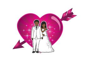 Ilustración de vector de pareja de recién casados