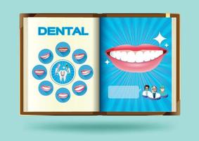 Juego dental en la ilustración de vector de página de notebook