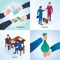 Bribery banner set, isometric style vector