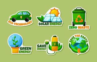 Set of Green Technology Sticker Pack vector