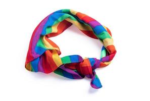 Rainbow handkerchief on white background.lgbtq concept photo