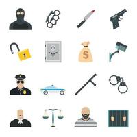 Crime flat icons vector