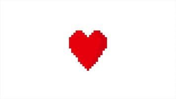 animação de pixel de amor girando vermelho sobre fundo branco video