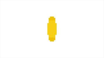 yellow spinning coin pixel animation on white background video