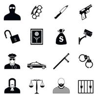 iconos simples del crimen vector