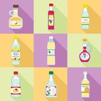 Vinegar icon set, flat style vector