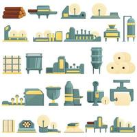 Paper production icons set, cartoon style vector