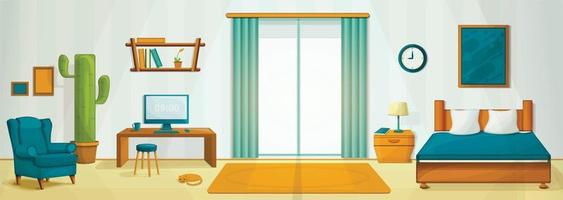 Interior room concept background, cartoon style vector