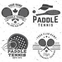 Set of Paddle tennis badge, emblem or sign. Vector illustration. Concept for shirt, print, stamp or tee.