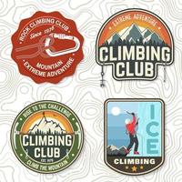 Vintage typography design with climber, carabiner and mountains vector