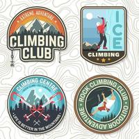 Vintage typography design with climber, carabiner and mountains vector