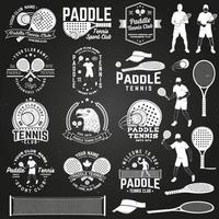 Set of Paddle tennis badge, emblem or sign. Vector illustration. Concept for shirt, print, stamp or tee.