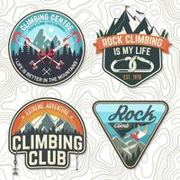 Vintage typography design with climber, carabiner and mountains vector