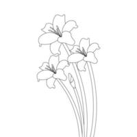 beautiful botanical vector graphic line art coloring page flower