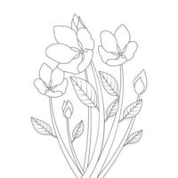 outline fresh and creative line art flower design for kid coloring page vector