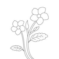 floral line art sketch for kid coloring page vector design element