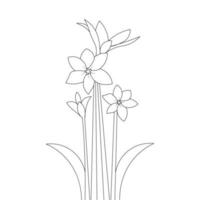 hand drawn coloring page flower of printing vector template