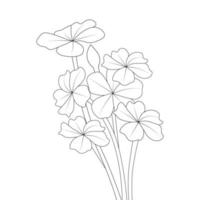 gardening blooming flower illustration of linear outline coloring page for kids vector