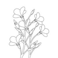 silhouette flourish branch flower coloring page of detailed line art design vector