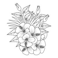 rose of sharon flower line art vector graphic design of coloring page with detailed shape